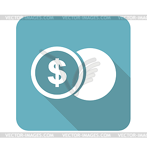 Square dollar coin icon - vector clip art