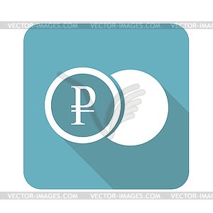 Square ruble coin icon - vector image