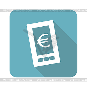 Square euro on screen icon - vector clip art