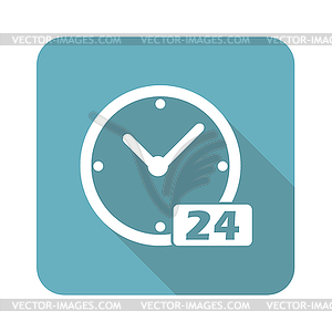 Square 24 hours icon - vector clipart