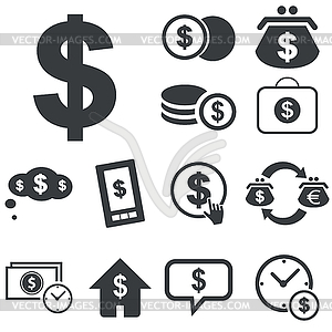 Simple dollar icon set - vector clipart