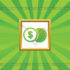 Dollar coin picture icon - vector image