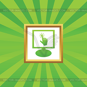 Hand cursor monitor picture icon - color vector clipart