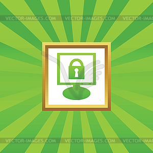 Locked monitor picture icon - stock vector clipart