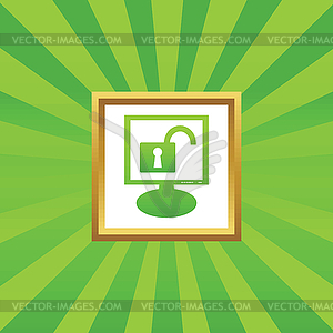 Unlocked monitor picture icon - vector clip art