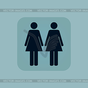 Бледно-голубой две женщины значок - векторизованное изображение клипарта
