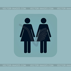 Pale blue two women icon - vector clip art