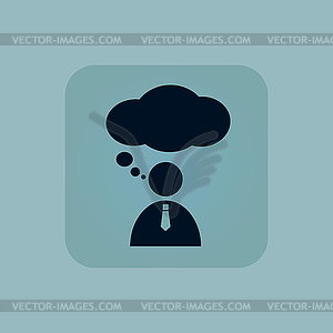 Pale blue thinking person icon - vector clipart