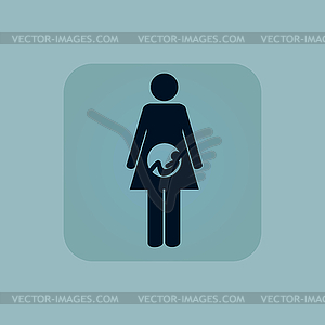 Pale blue pregnant woman icon - vector clipart