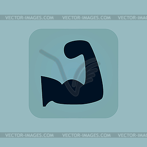 Pale blue muscular arm icon - vector clipart