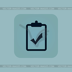 Pale blue clipboard YES icon - vector image