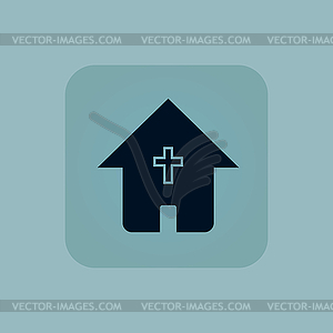 Pale blue christian house icon - vector clip art