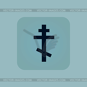 Pale blue orthodox cross icon - vector clipart