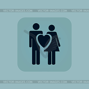 Pale blue love couple icon - vector clipart