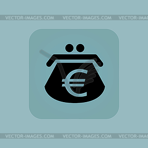 Pale blue euro purse icon - royalty-free vector clipart