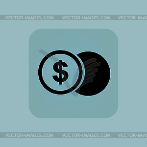 Pale blue dollar coin icon - vector clipart