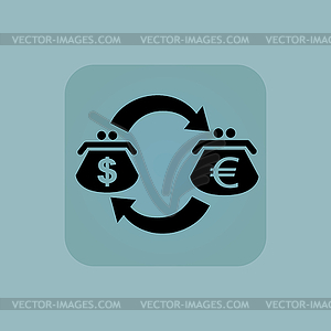 Pale blue dollar-euro exchange icon - vector image