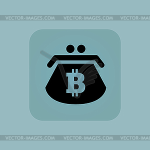 Pale blue bitcoin purse icon - vector clip art