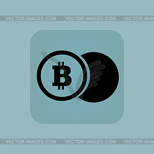 Pale blue bitcoin coin icon - vector image