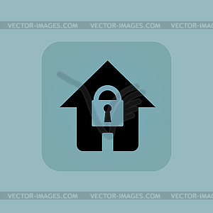 Pale blue locked house icon - vector clip art