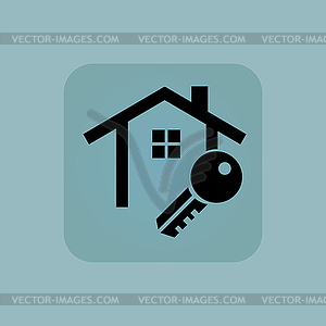 Pale blue house key icon - vector clip art