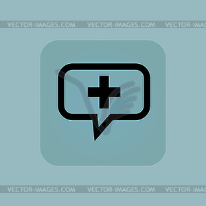 Pale blue plus message icon - vector image