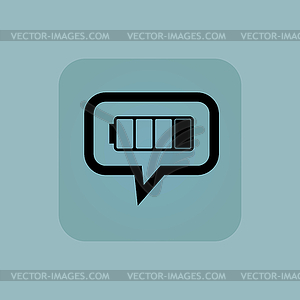 Pale blue low battery message - vector clipart