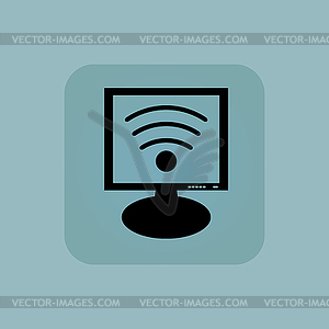 Pale blue Wi-Fi monitor icon - vector clipart