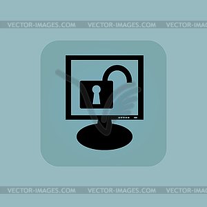 Pale blue unlocked monitor icon - vector clip art