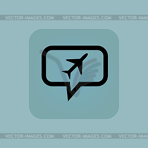 Pale blue plane message icon - stock vector clipart