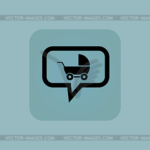 Pale blue pram message icon - royalty-free vector image