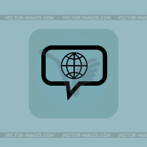 Pale blue globe message icon - vector image