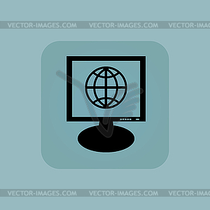 Pale blue globe monitor icon - vector image