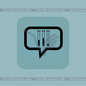 Pale blue test-tubes message icon - vector image