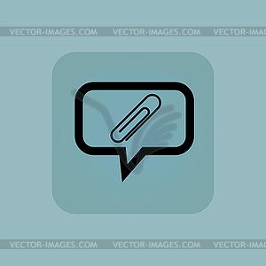 Pale blue paperclip message icon - vector clipart