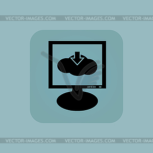 Pale blue cloud download monitor - vector clip art