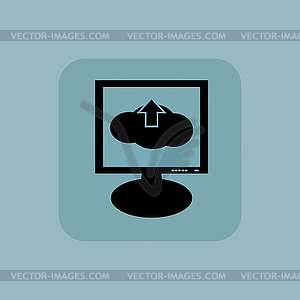 Pale blue cloud upload monitor - vector clipart