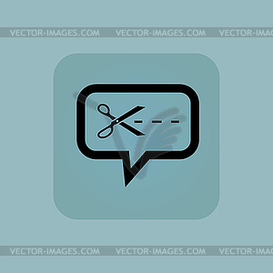 Pale blue cut message icon - vector image