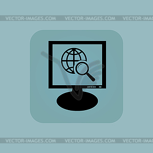 Pale blue global search monitor - stock vector clipart