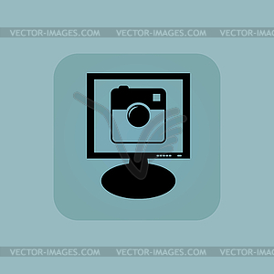 Pale blue square camera monitor - vector image