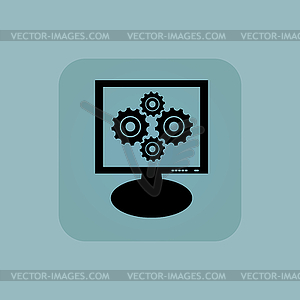 Pale blue cogs monitor icon - vector clipart