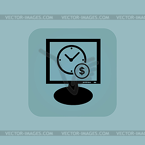 Pale blue time money monitor - vector clipart