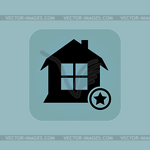 Pale blue favorite house icon - vector clip art