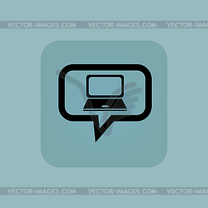 Pale blue laptop message icon - vector clipart