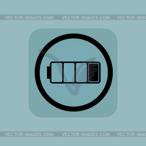 Pale blue low battery sign - vector image