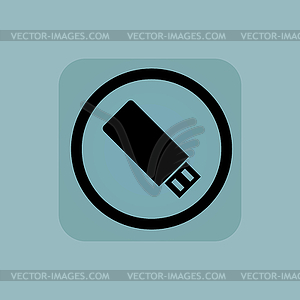 Pale blue USB stick sign - vector clip art