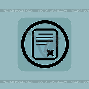 Pale blue declined document sign - color vector clipart