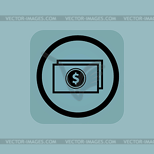 Pale blue dollar bill sign - vector image