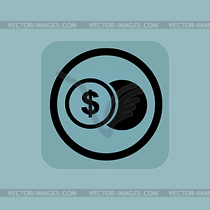 Pale blue dollar coin sign - color vector clipart