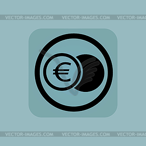 Бледно-голубой знак евро монет - векторная графика